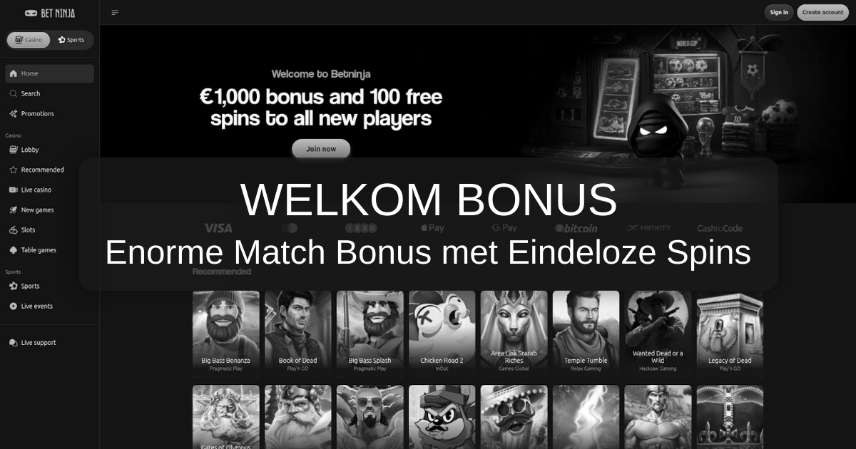 Bet Ninja Casino welcome bonus